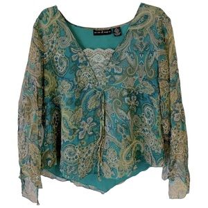 Separates by New York City Design Co. | Large | Women's Silk Boho Sheer Blouse